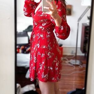 Red wrap dress